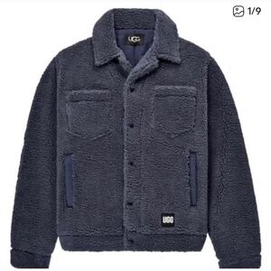 Mens UGG Janson Sherpa Trucker Jacket Size Medium  blueish grey Great Condition